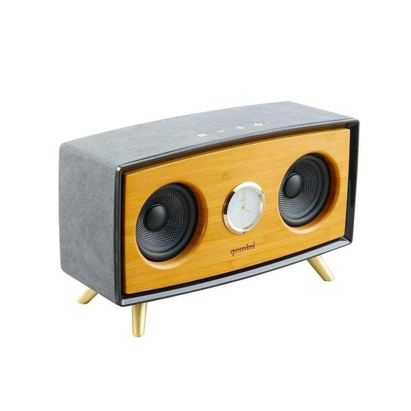 Gemini Sound BRS-430 handcrafted bamboo Bluetooth speaker with analog clock — 35W RMS, dual 3" drivers, Bluetooth 5.0 - Image 3