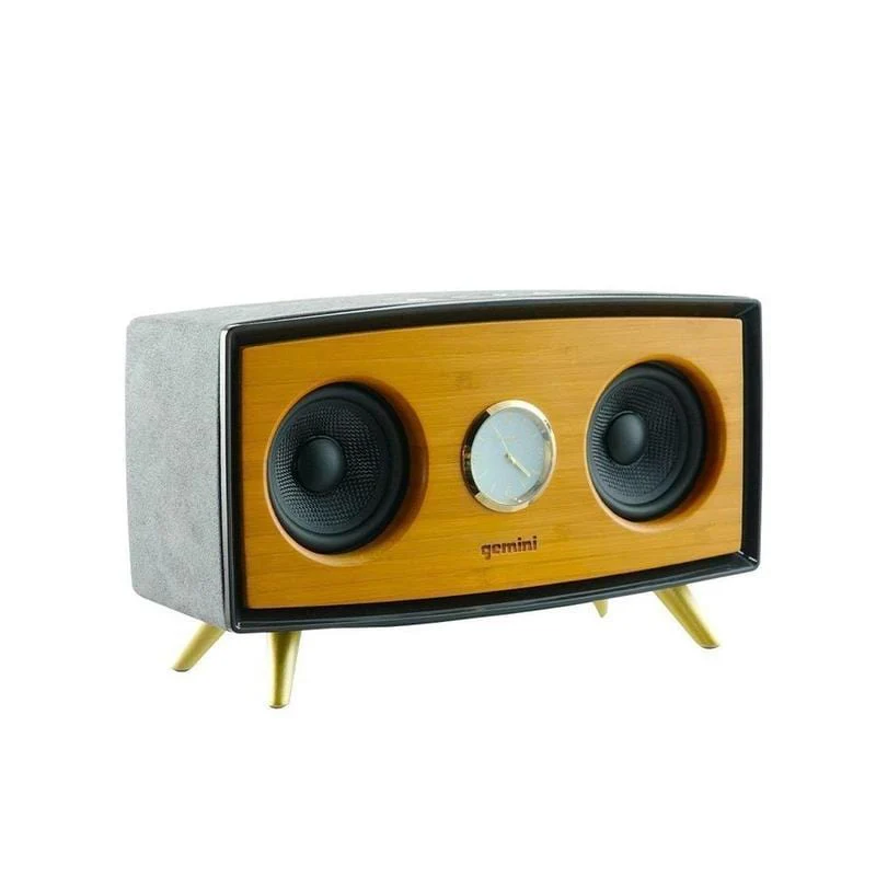 Gemini Sound BRS-430 handcrafted bamboo Bluetooth speaker with analog clock — 35W RMS, dual 3" drivers, Bluetooth 5.0 - Image 5