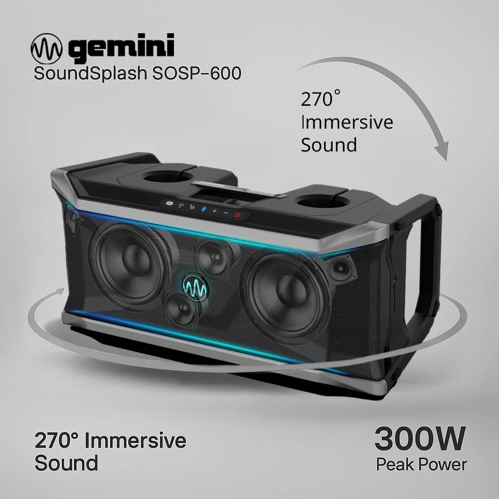 Gemini Sound waterproof floating Bluetooth speaker 300W, IPX6 — for outdoor events (SOSP-600) - Image 2