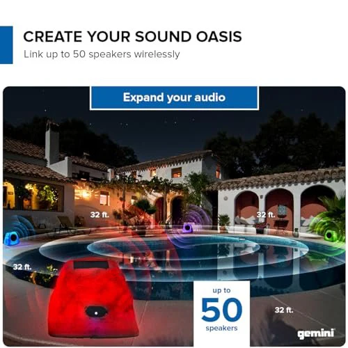 Gemini Sound GHRK-500LTMS-PR outdoor solar Bluetooth rock speakers, pair — 40W peak, 5" drivers, IPX5 weatherproof - Image 5