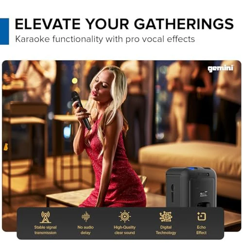 Gemini Sound GRV-650L portable Bluetooth party speaker with LED lights — 160W peak, 6.5" woofer, 10-hour battery - Image 5