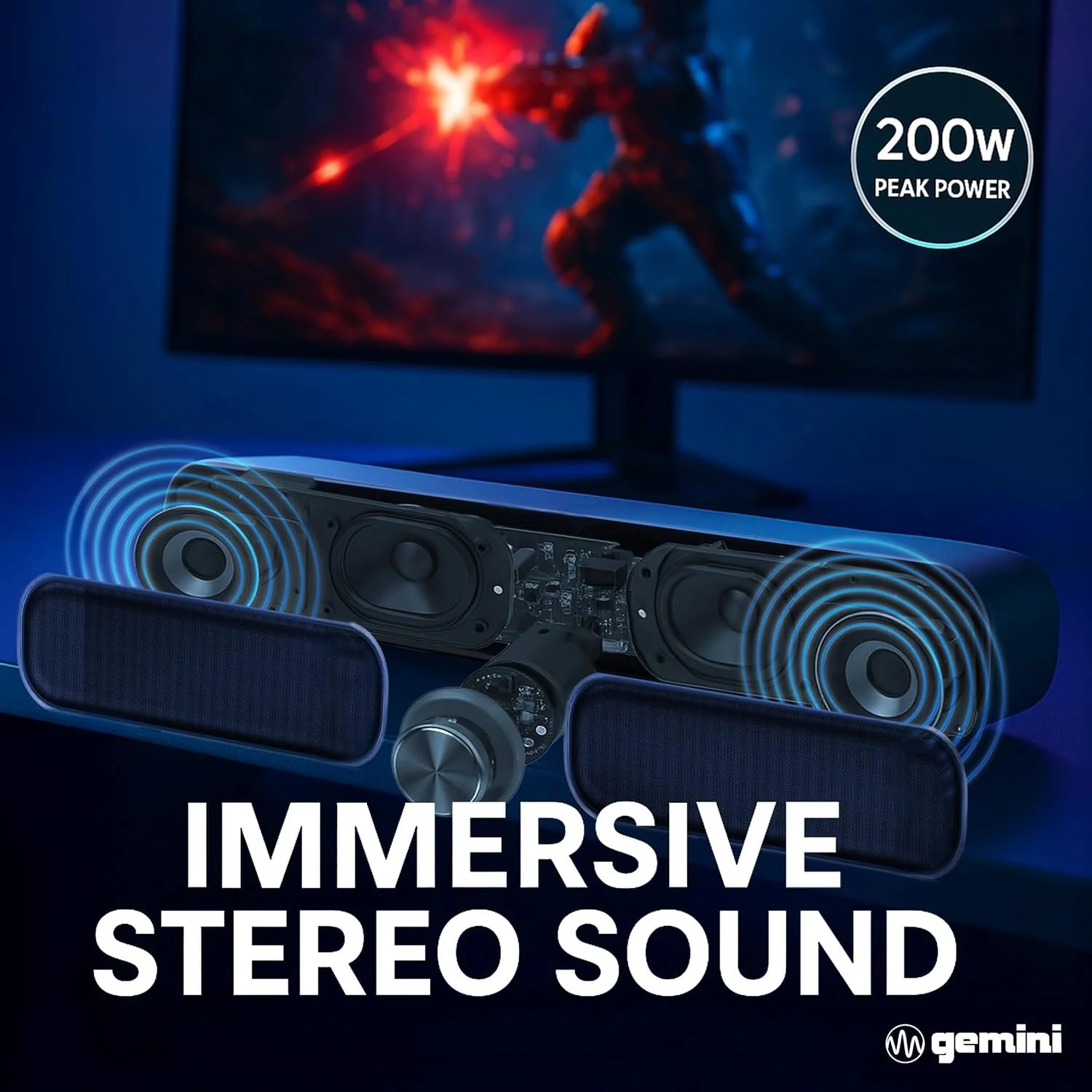 Gemini Sound GSBR-20 portable Bluetooth soundbar — 30W peak, 20W RMS, 3.5-hr battery - Image 2