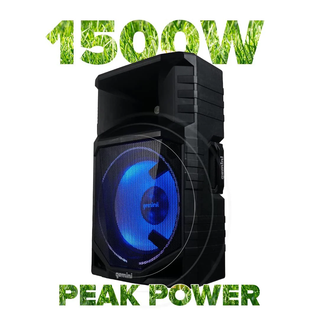 Gemini Sound PA system 1500W, 15", Bluetooth, TWS stereo pairing (GSW-T1500PK) - Image 3