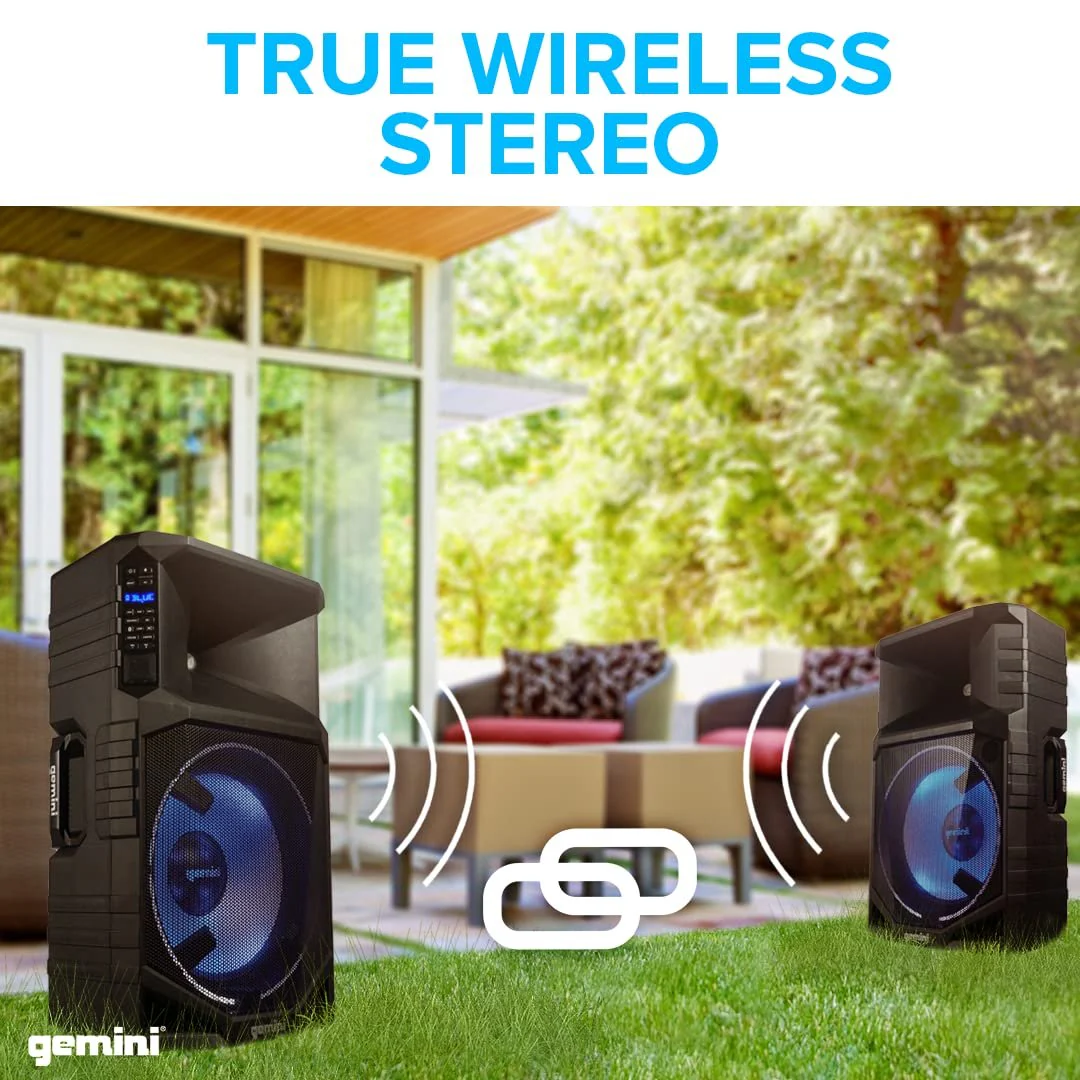 Gemini Sound PA system 1500W, 15", Bluetooth, TWS stereo pairing (GSW-T1500PK) - Image 5
