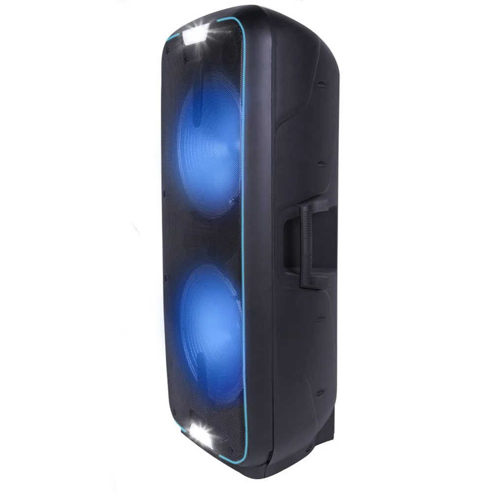 Gemini Sound GSX-L2515BTB portable Bluetooth party speaker with dual 15" woofers — 2000W peak, 10-hr battery, LED party lights