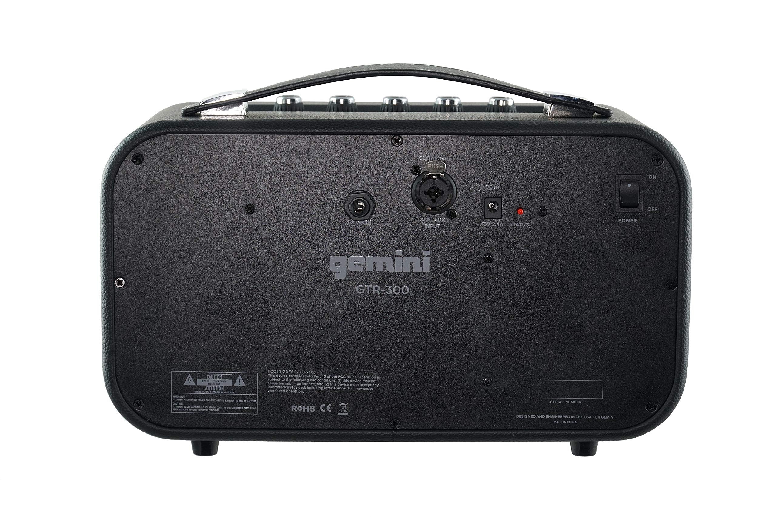 Gemini Sound GTR-300 portable retro Bluetooth speaker and guitar amp — 60W peak, 4.5" woofer, 10-hour battery - Image 4
