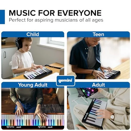 Gemini Sound GPP-101 expandable wireless MIDI keyboard — 24 light-up keys, Bluetooth 5.0, magnetic expansion to 72 keys - Image 5