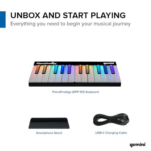 Gemini Sound GPP-101 expandable wireless MIDI keyboard — 24 light-up keys, Bluetooth 5.0, magnetic expansion to 72 keys - Image 7