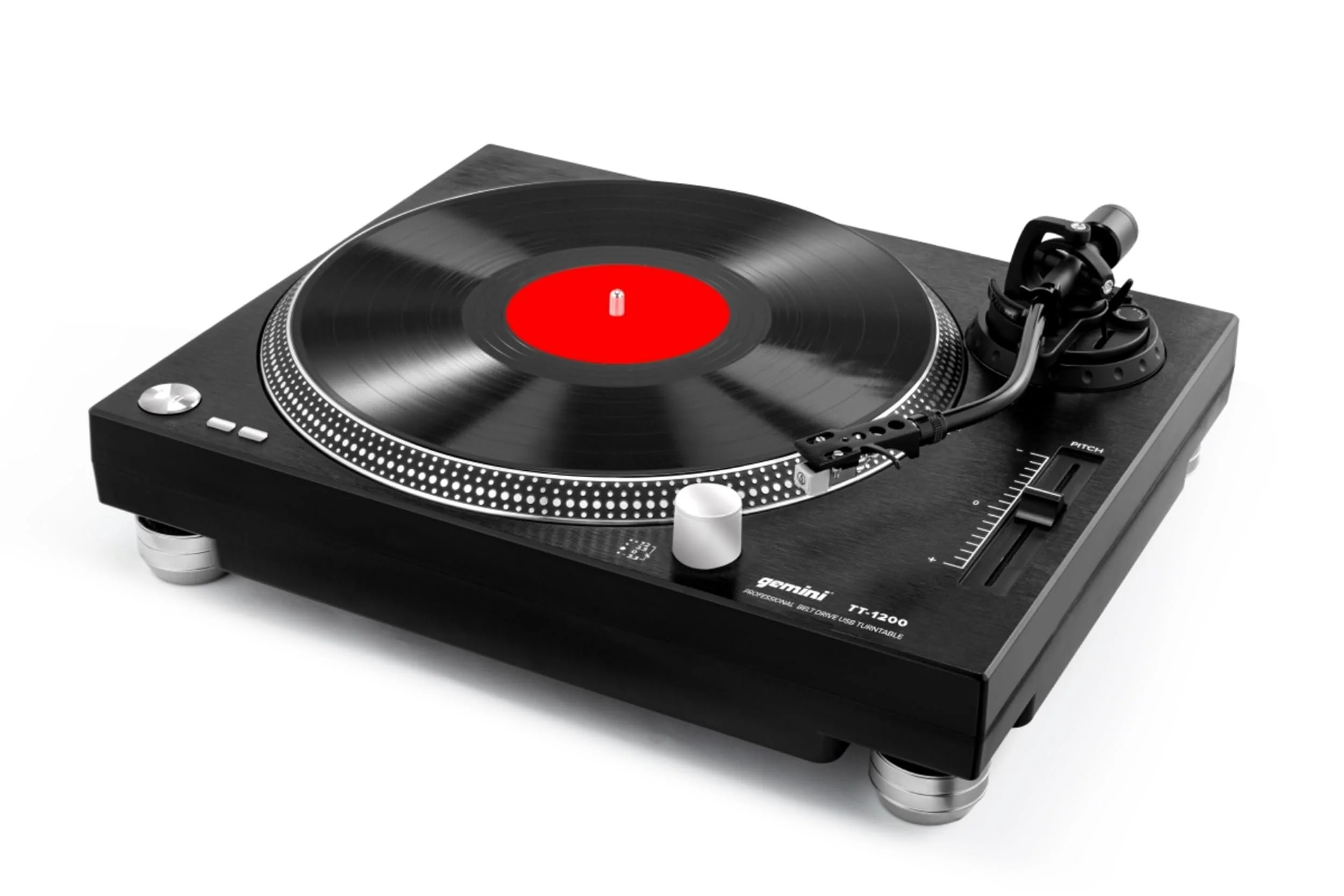 Gemini Sound TT-1200 belt-drive turntable with USB — 33/45 RPM, ±10% pitch, built-in phono preamp